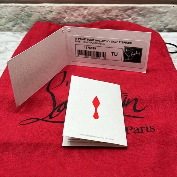 Christian Louboutin Panettone Spikes, Long Wallet Black with Silver Spikes VGUC - Picture 16 of 16